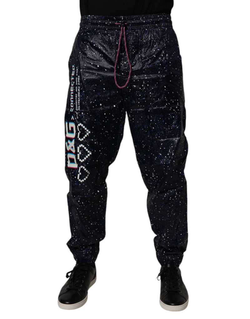 Dark Blue DG Game Print Cotton Jogger Pants Dolce & Gabbana