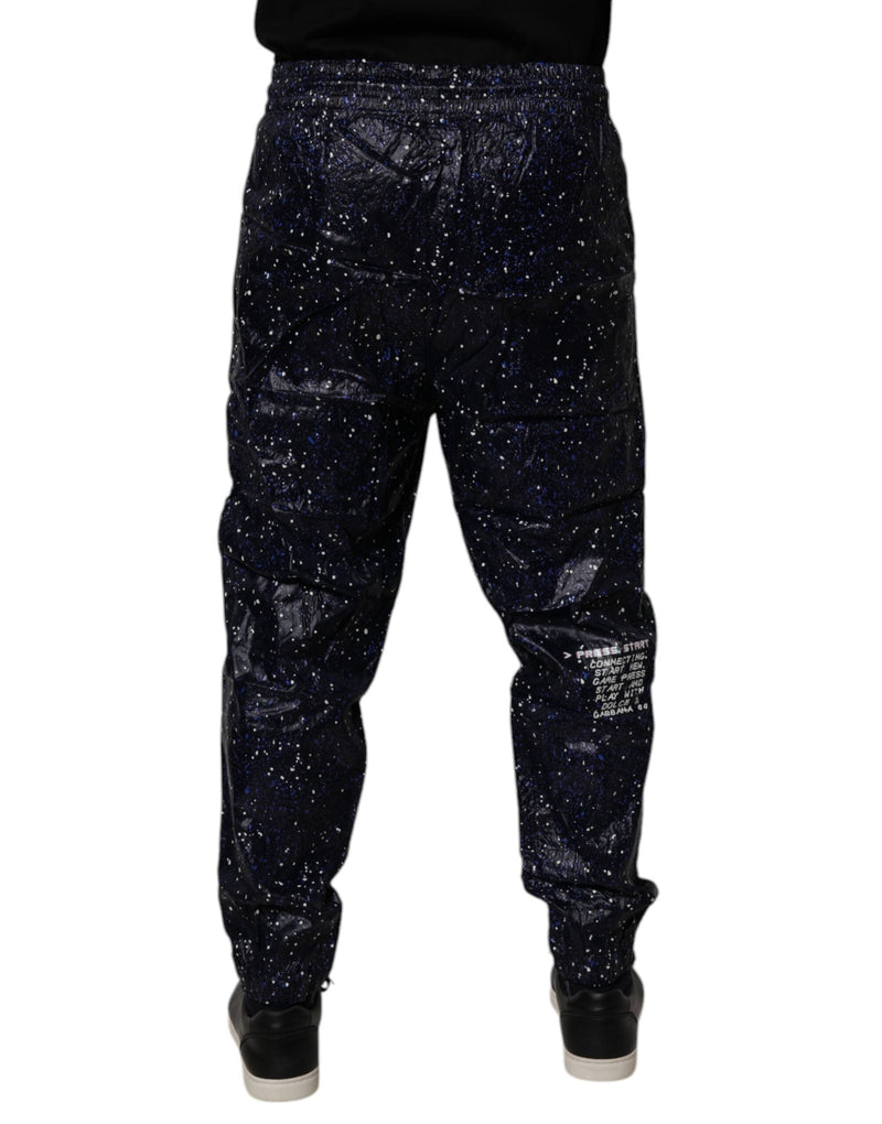 Dark Blue DG Game Print Cotton Jogger Pants Dolce & Gabbana