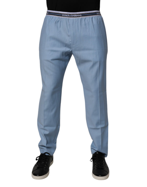 Blue Cotton Stretch Chino Pants Dolce & Gabbana