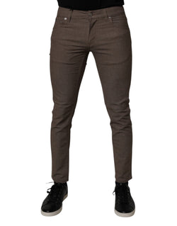 Brown Cotton Stretch Chino Pants Dolce & Gabbana