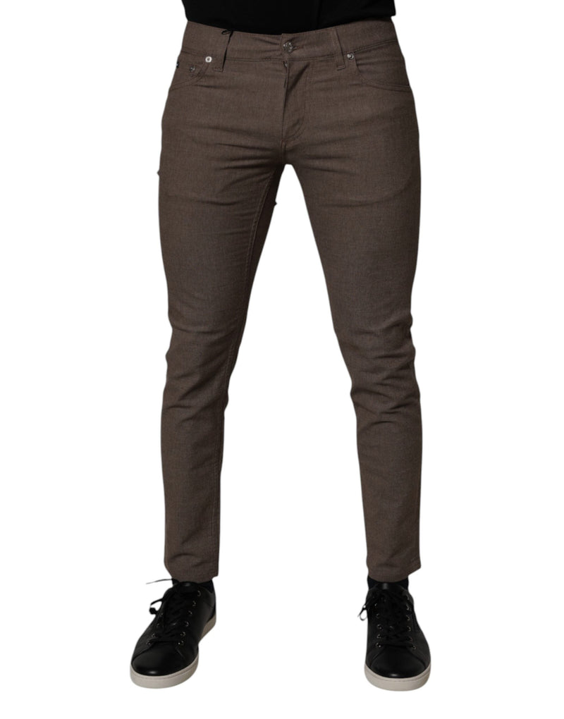 Brown Cotton Stretch Chino Pants Dolce & Gabbana