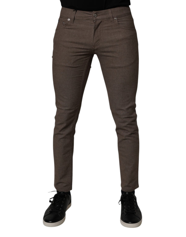 Brown Cotton Stretch Chino Pants Dolce & Gabbana