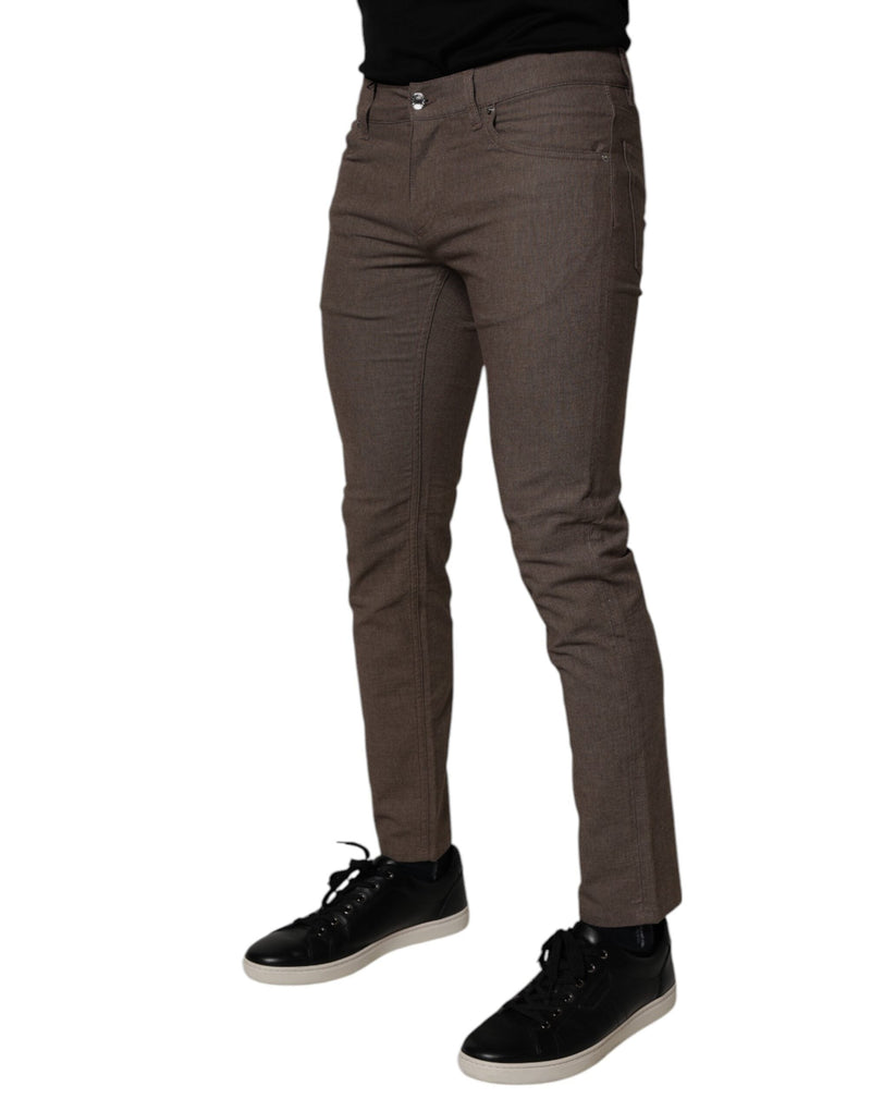Brown Cotton Stretch Chino Pants Dolce & Gabbana
