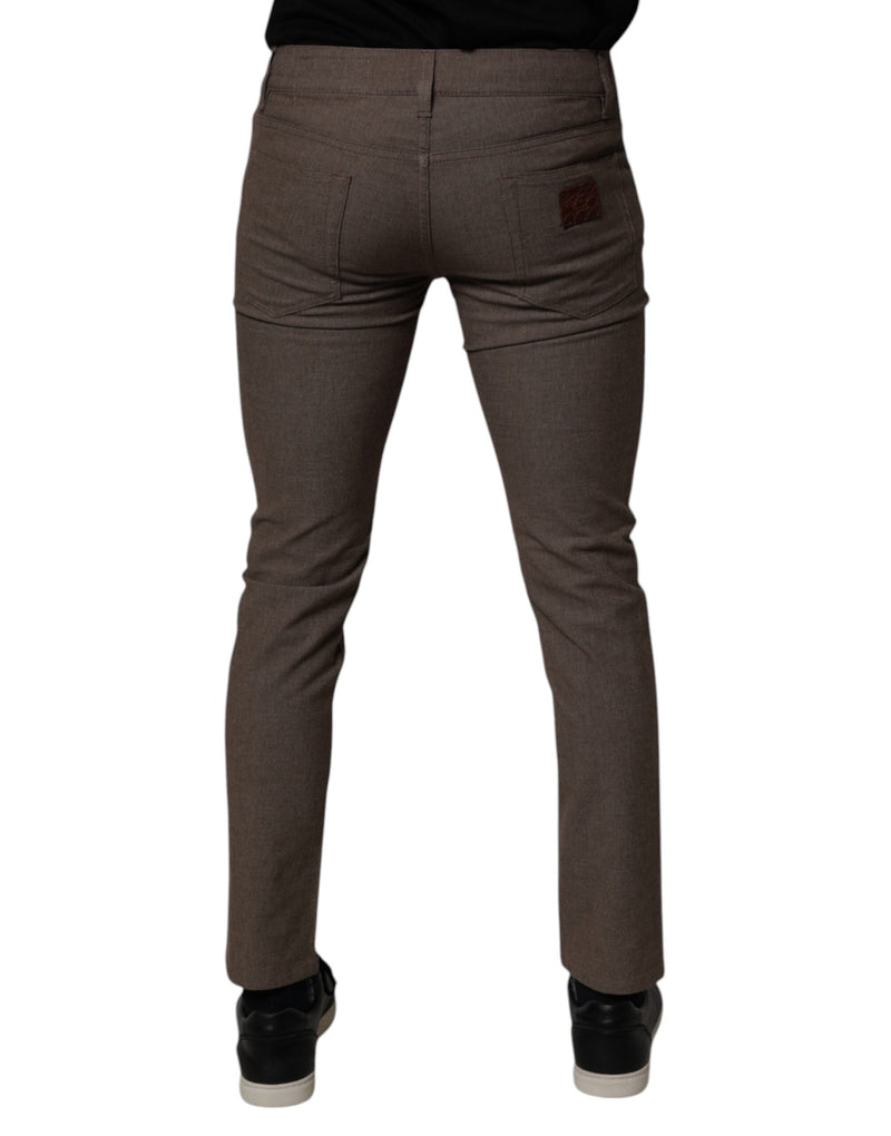 Brown Cotton Stretch Chino Pants Dolce & Gabbana