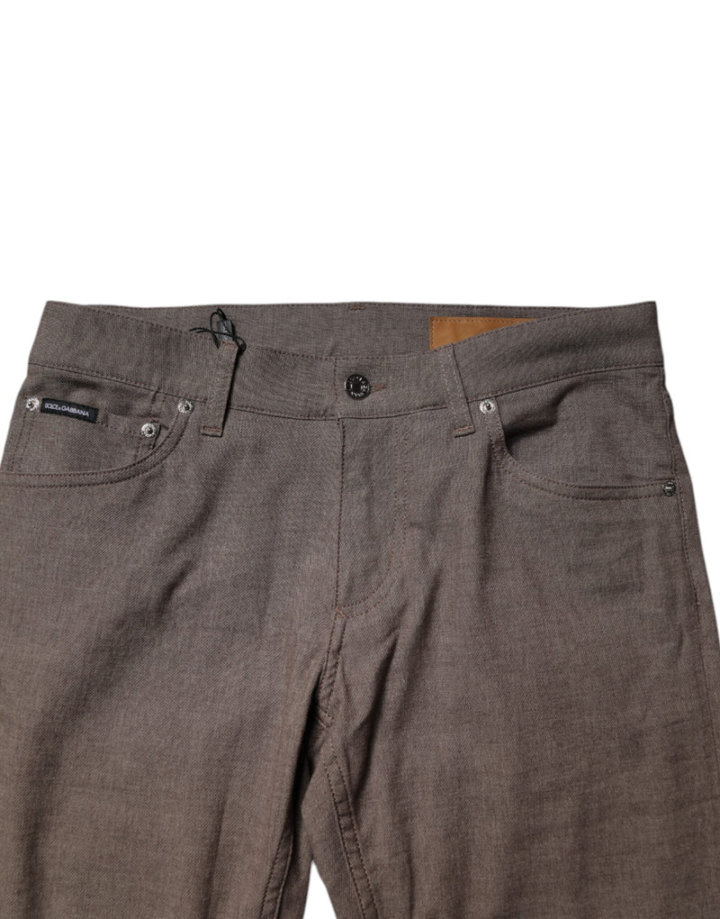 Brown Cotton Stretch Chino Pants Dolce & Gabbana