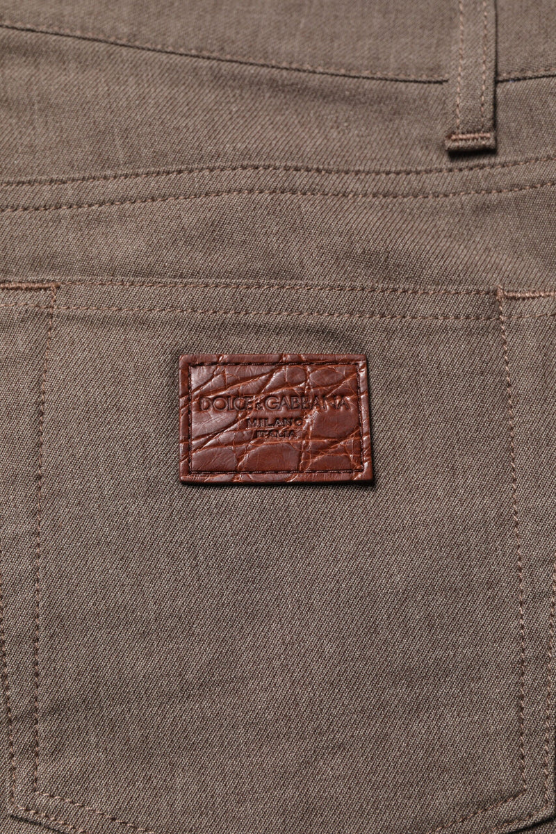 Brown Cotton Stretch Chino Pants Dolce & Gabbana