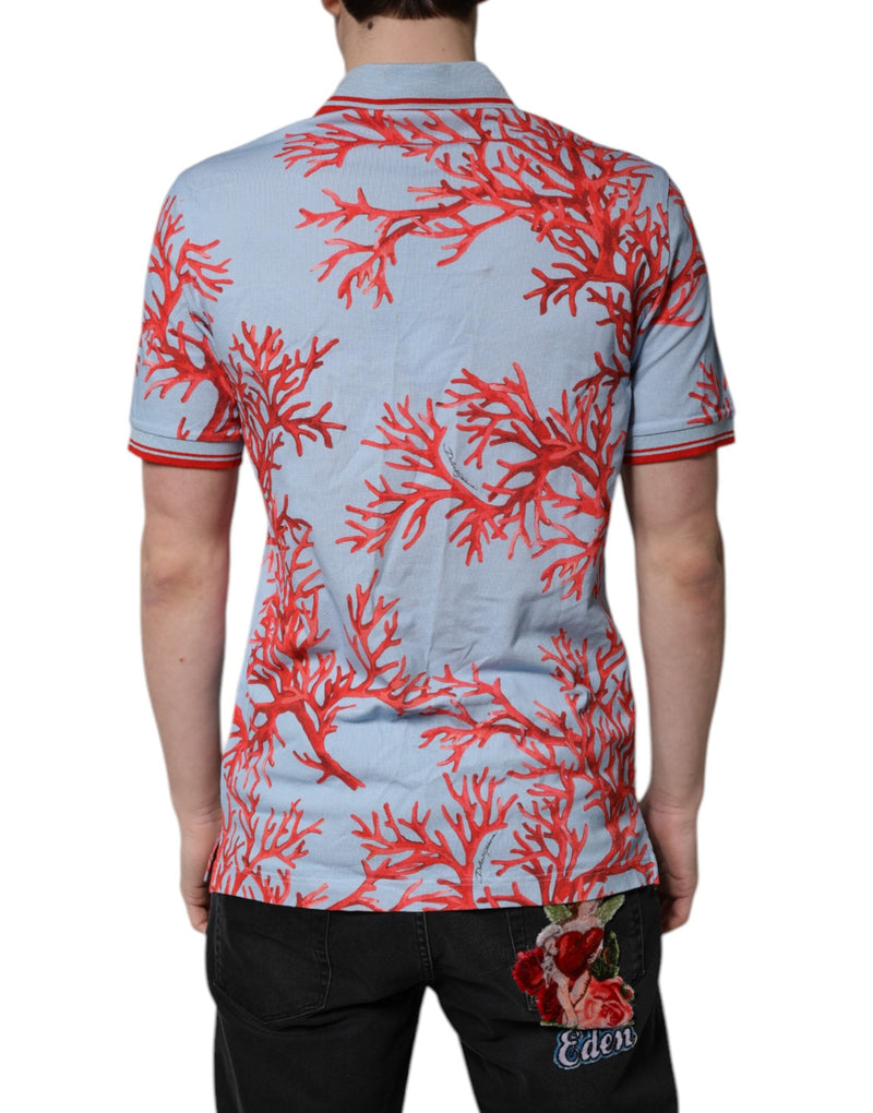 Light Blue Coral Cotton Polo Shirt T-shirt Dolce & Gabbana