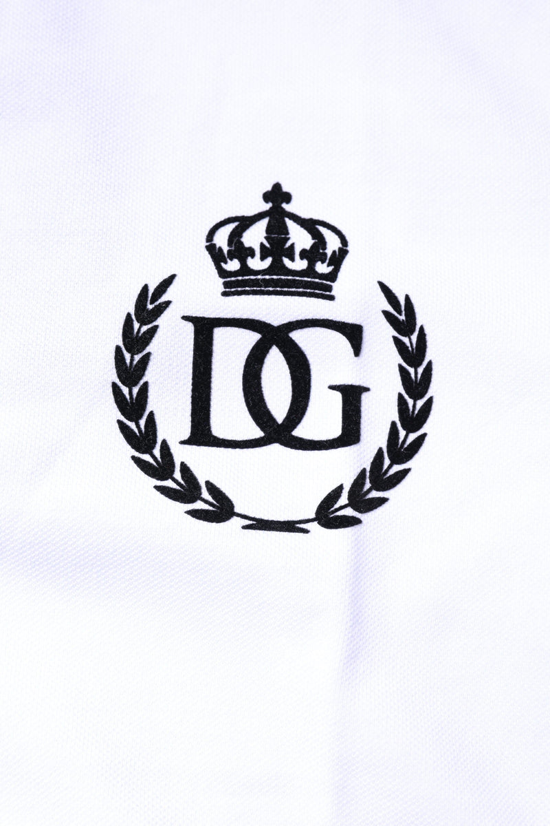 White Cotton Crown Collared Men Polo T-shirt Dolce & Gabbana