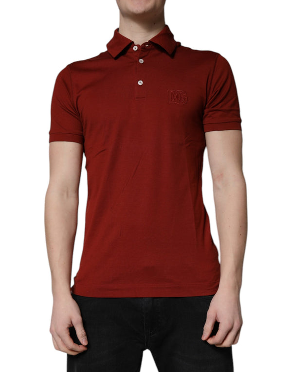 Red Cotton DG Logo Collared Men Polo T-shirt Dolce & Gabbana