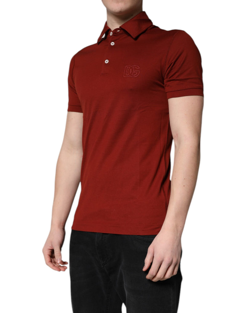Red Cotton DG Logo Collared Men Polo T-shirt Dolce & Gabbana