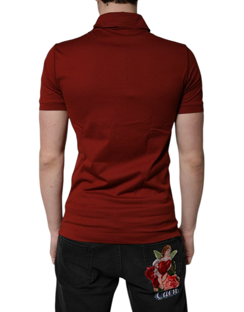 Red Cotton DG Logo Collared Men Polo T-shirt Dolce & Gabbana