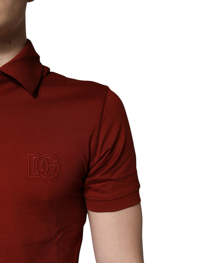 Red Cotton DG Logo Collared Men Polo T-shirt Dolce & Gabbana