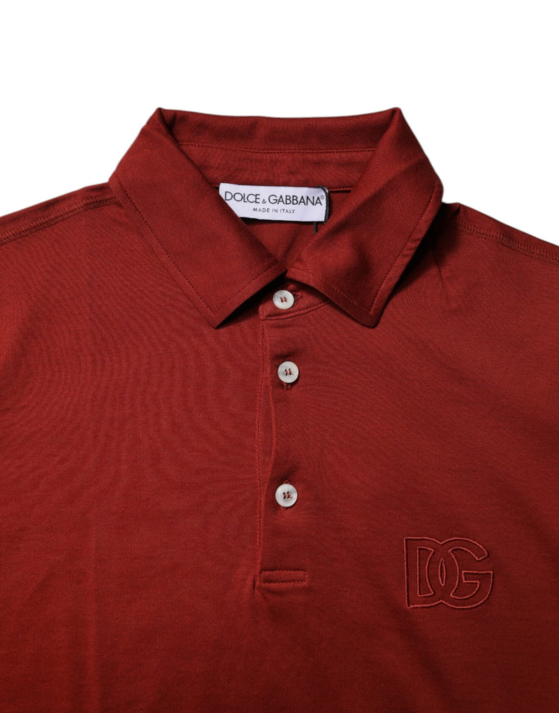 Red Cotton DG Logo Collared Men Polo T-shirt Dolce & Gabbana