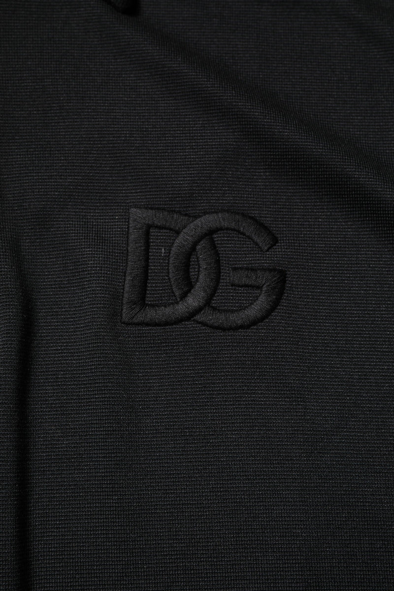 Black Polyester DG Logo Collared Polo T-shirt Dolce & Gabbana