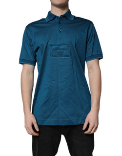 Blue Logo Cotton Men Polo Shirt T-shirt Dolce & Gabbana