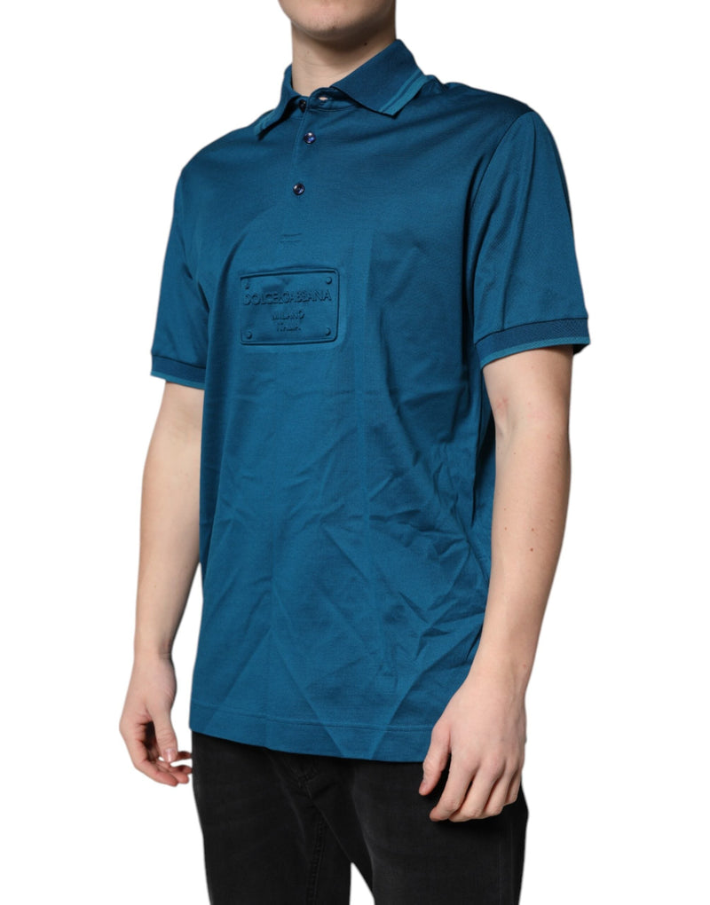 Blue Logo Cotton Men Polo Shirt T-shirt Dolce & Gabbana