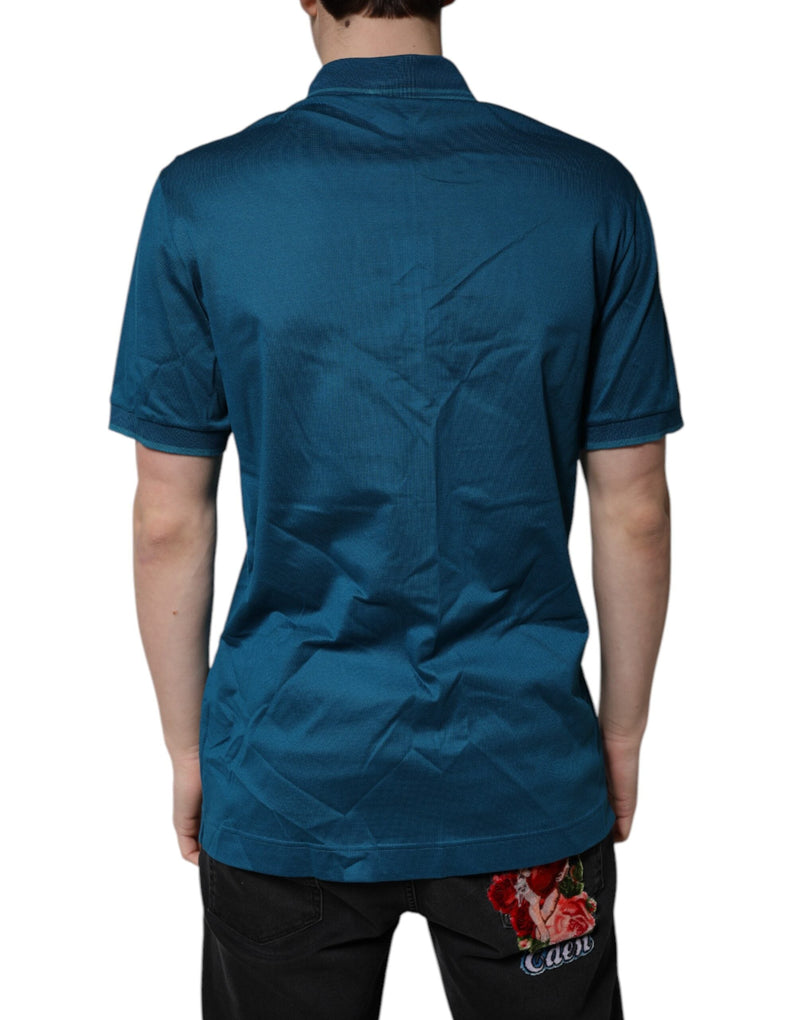 Blue Logo Cotton Men Polo Shirt T-shirt Dolce & Gabbana