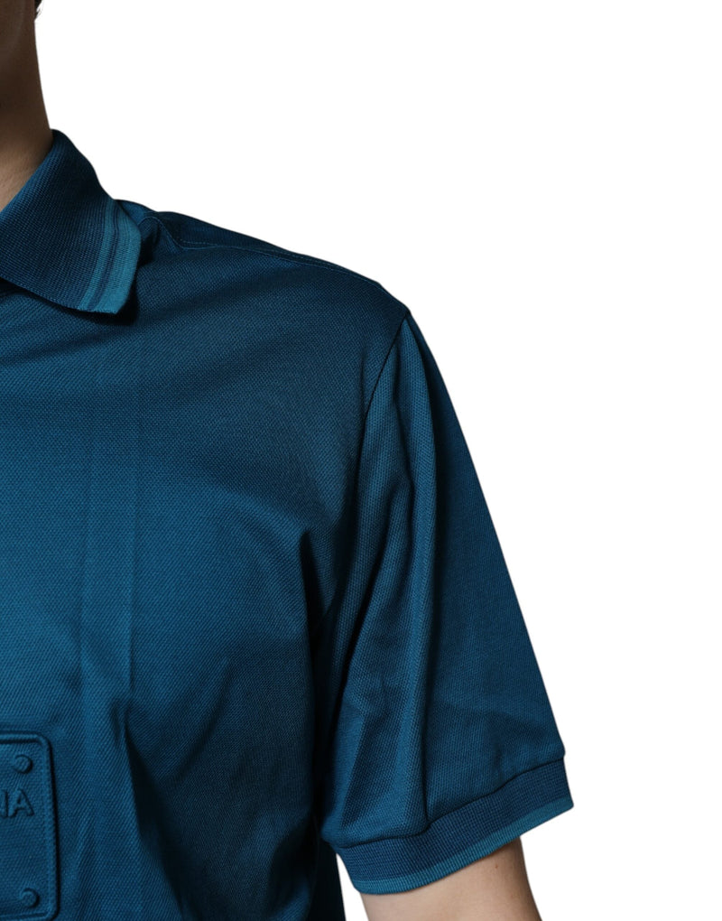 Blue Logo Cotton Men Polo Shirt T-shirt Dolce & Gabbana