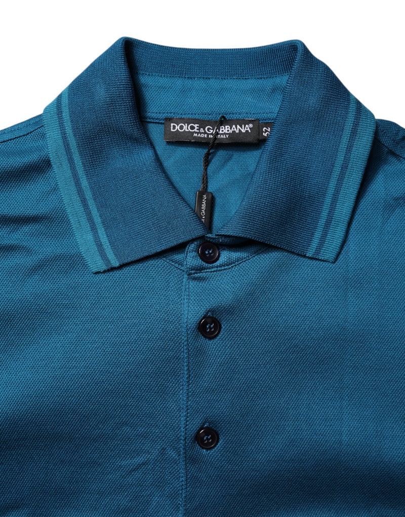 Blue Logo Cotton Men Polo Shirt T-shirt Dolce & Gabbana