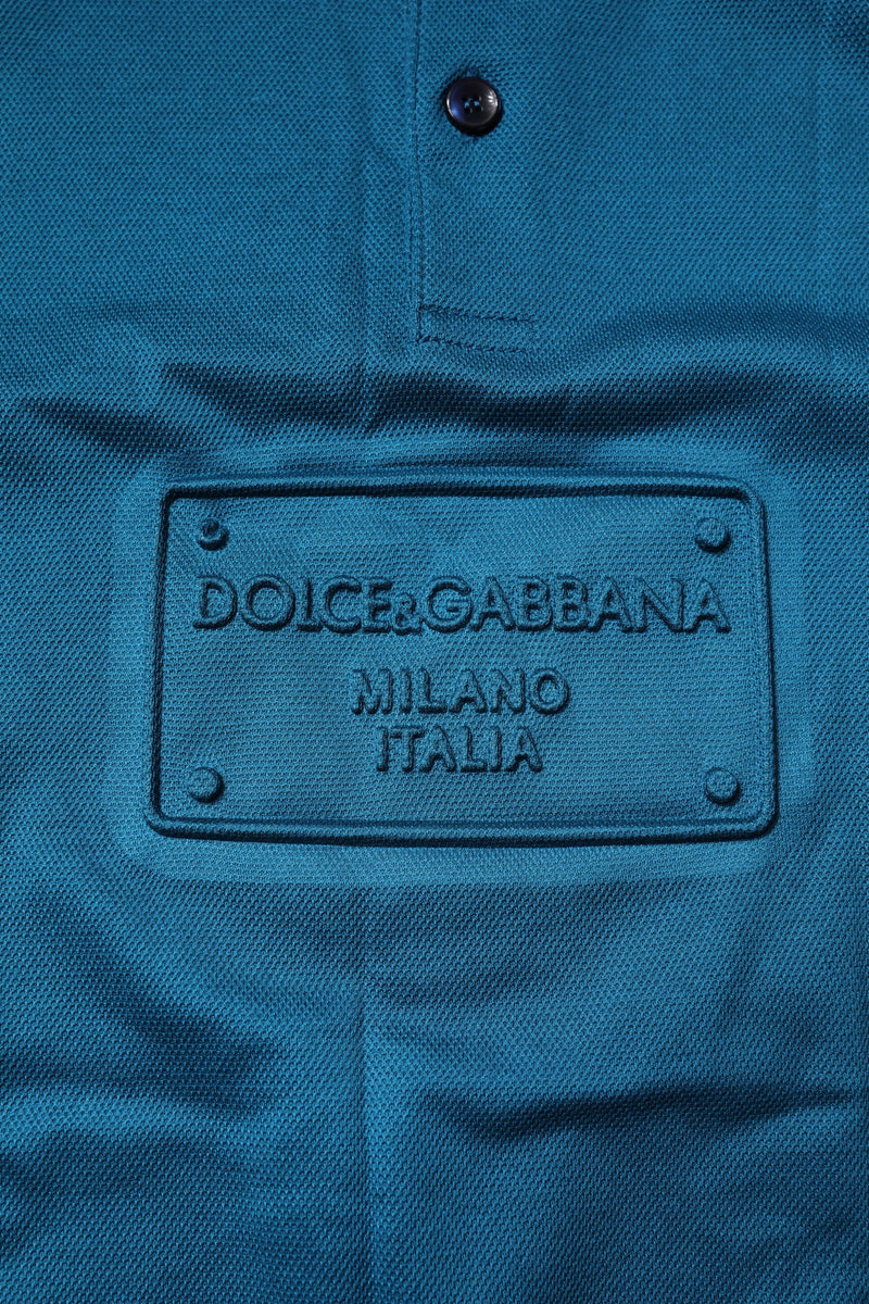 Blue Logo Cotton Men Polo Shirt T-shirt Dolce & Gabbana
