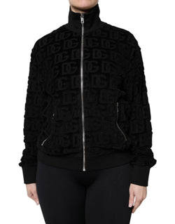 Black Logo Monogram Full Zip Bomber Jacket Dolce & Gabbana