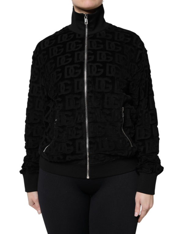 Black Logo Monogram Full Zip Bomber Jacket Dolce & Gabbana