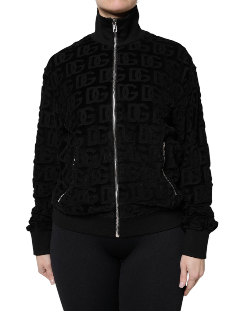Black Logo Monogram Full Zip Bomber Jacket Dolce & Gabbana