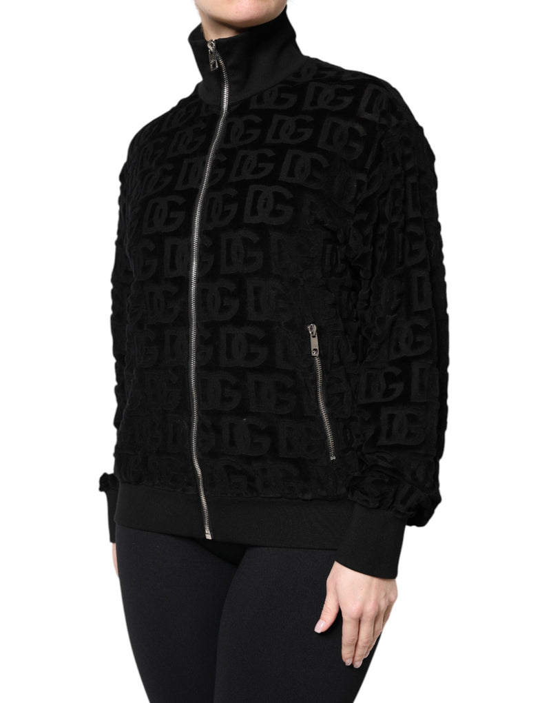 Black Logo Monogram Full Zip Bomber Jacket Dolce & Gabbana