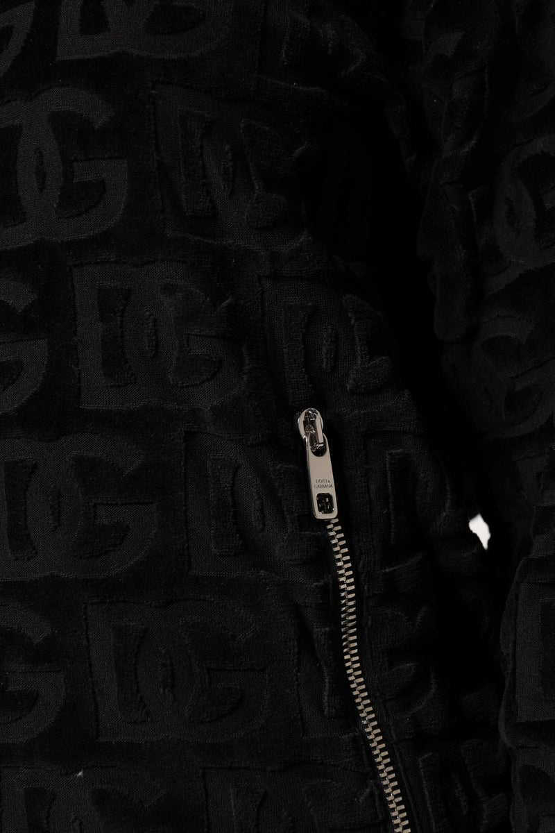 Black Logo Monogram Full Zip Bomber Jacket Dolce & Gabbana