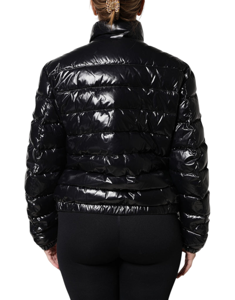 Black Logo Plaque Full Zip Puffer Jacket Dolce & Gabbana