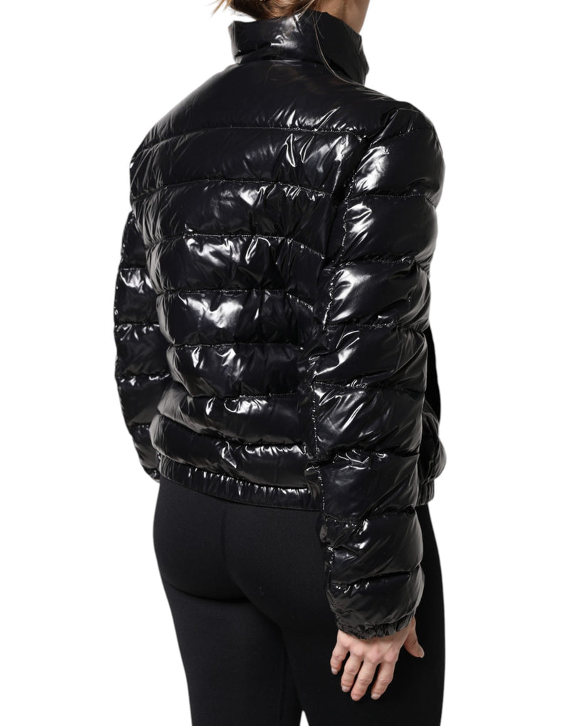 Black Logo Plaque Full Zip Puffer Jacket Dolce & Gabbana