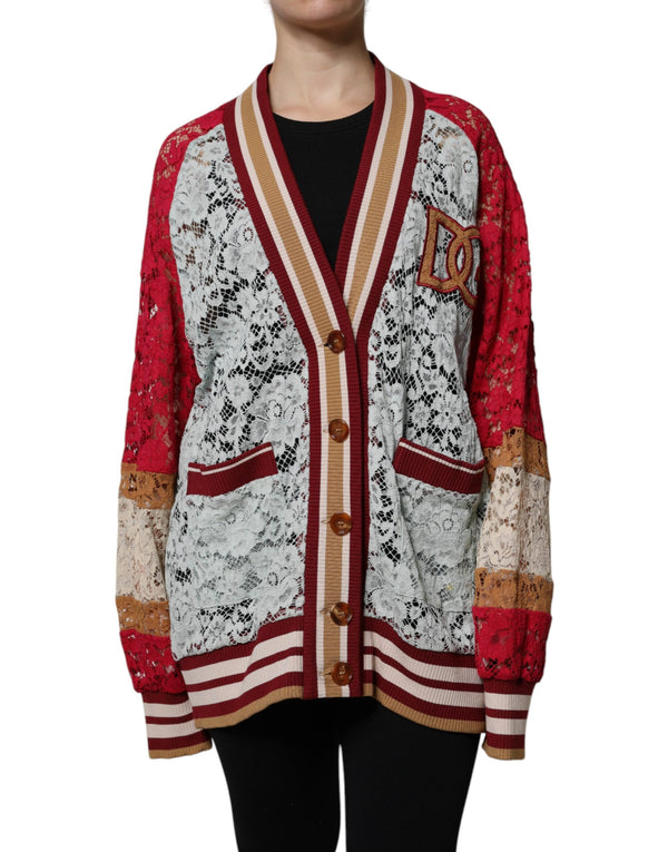 Multicolor Floral Lace Cardigan Sweater Dolce & Gabbana