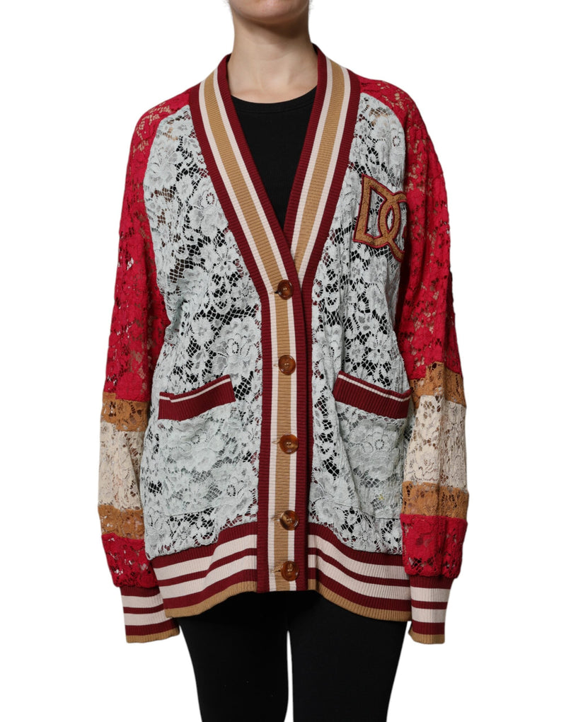 Multicolor Floral Lace Cardigan Sweater Dolce & Gabbana