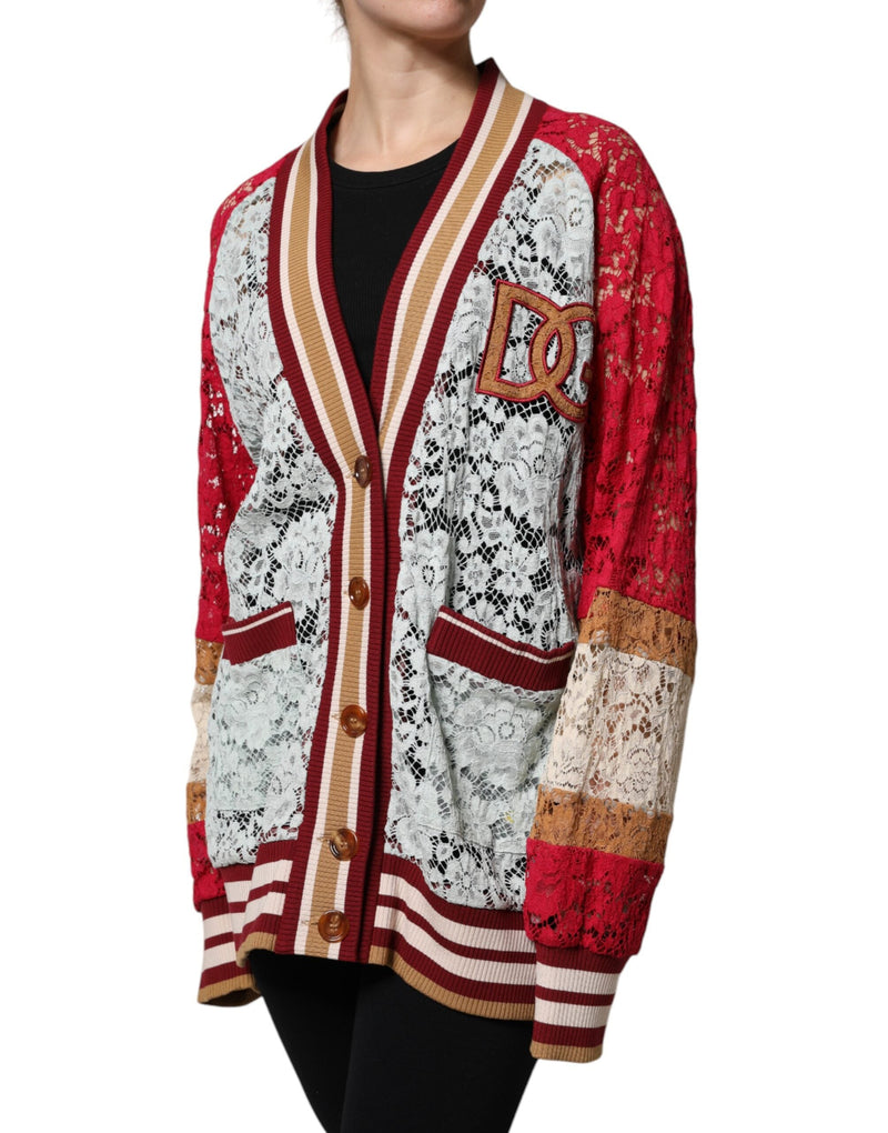 Multicolor Floral Lace Cardigan Sweater Dolce & Gabbana