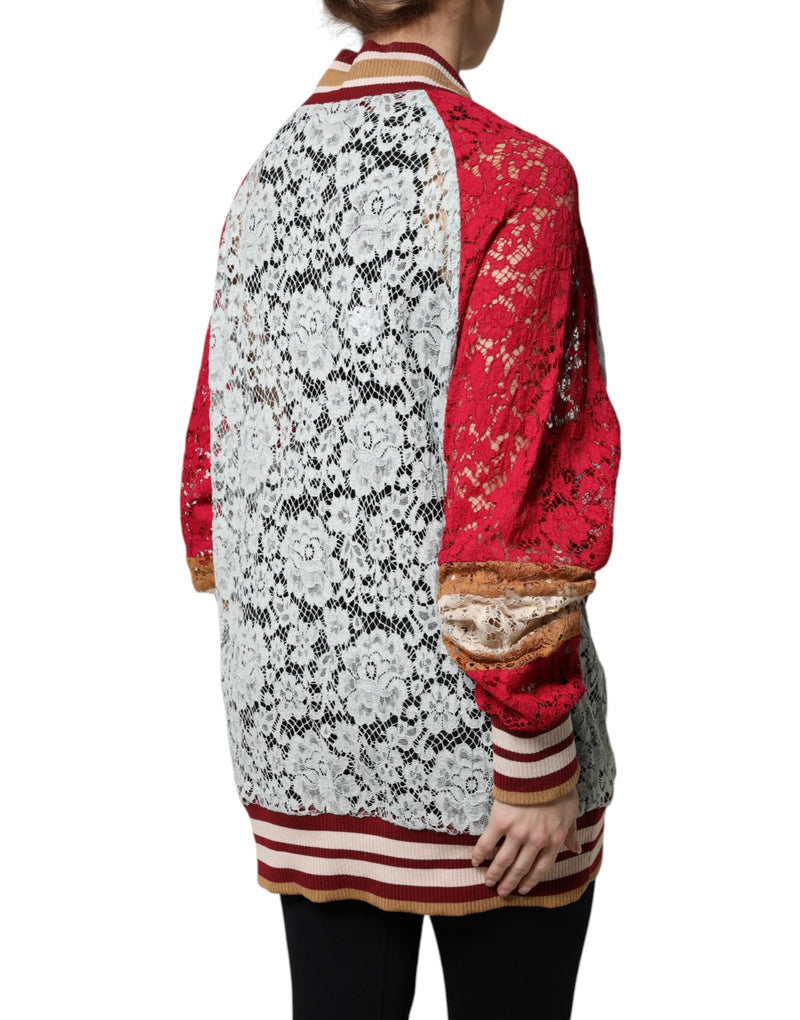 Multicolor Floral Lace Cardigan Sweater Dolce & Gabbana