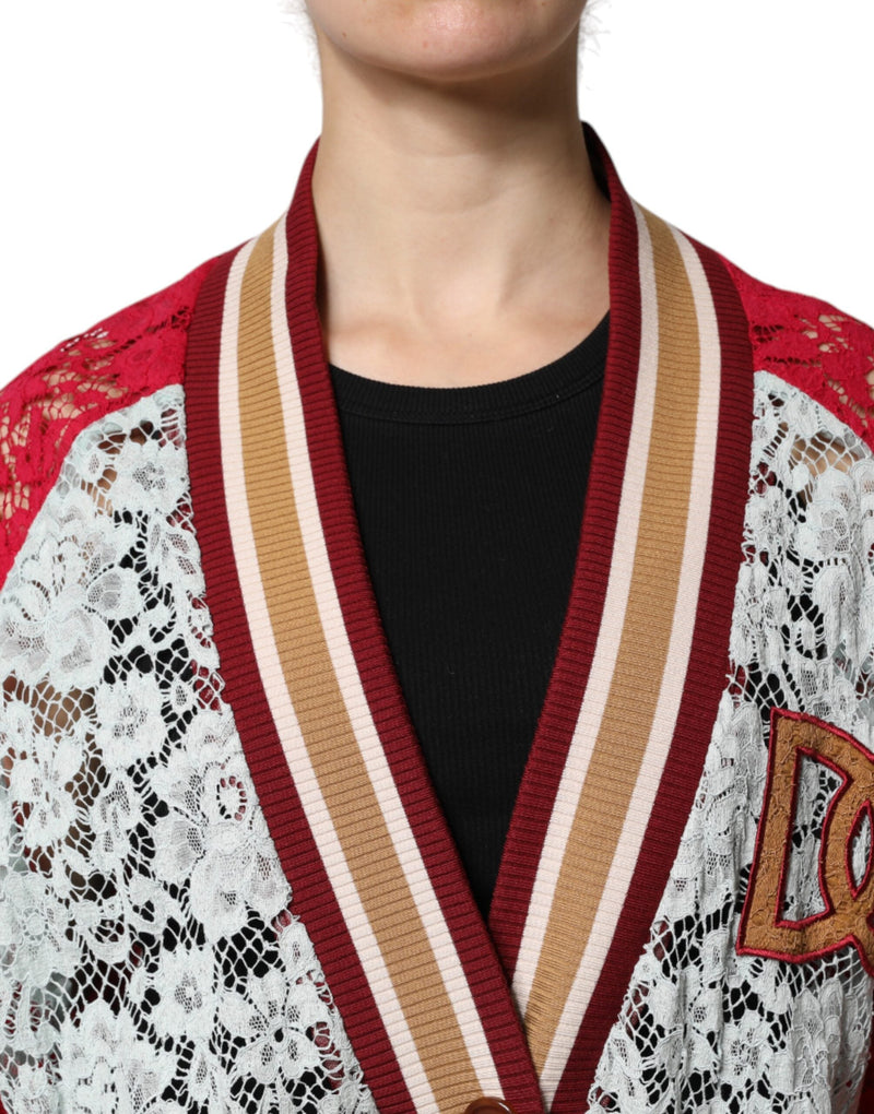 Multicolor Floral Lace Cardigan Sweater Dolce & Gabbana