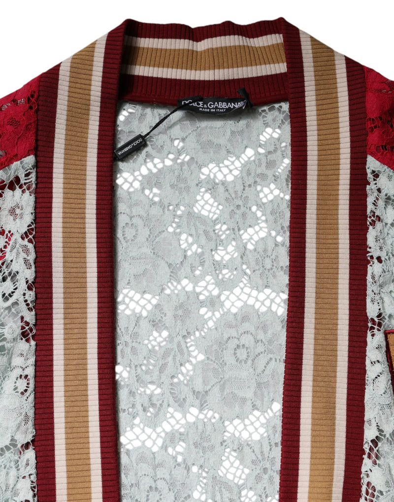 Multicolor Floral Lace Cardigan Sweater Dolce & Gabbana