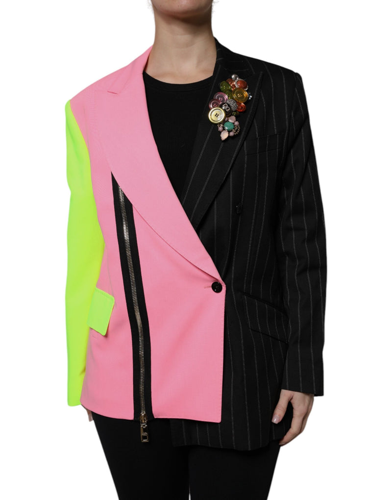 Multicolor Patchwork Embellished Coat Jacket Dolce & Gabbana