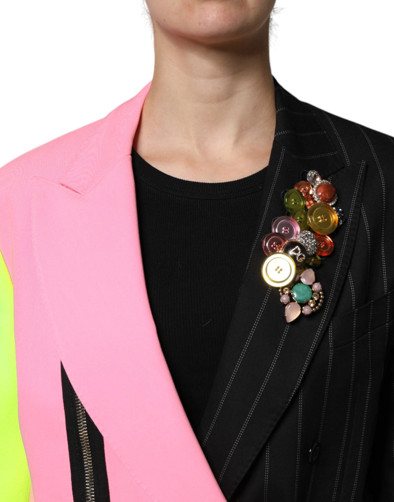 Multicolor Patchwork Embellished Coat Jacket Dolce & Gabbana