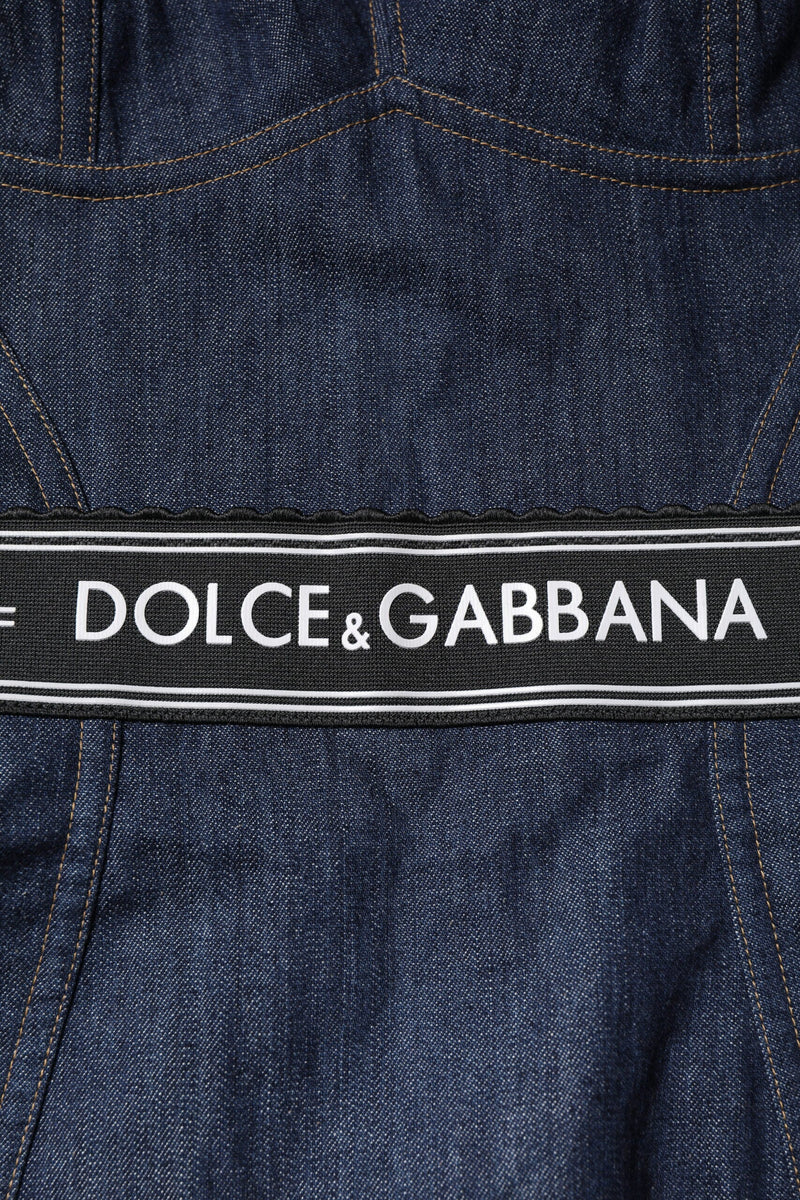 Blue Cotton Stretch Sleeveless Bodycon Denim Bodysuit Dolce & Gabbana