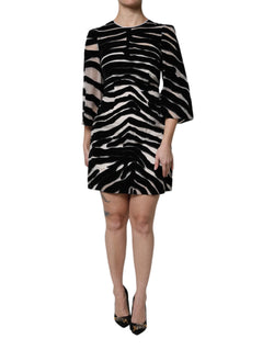 Black White Zebra A-line Sheath Mini Dress Dolce & Gabbana