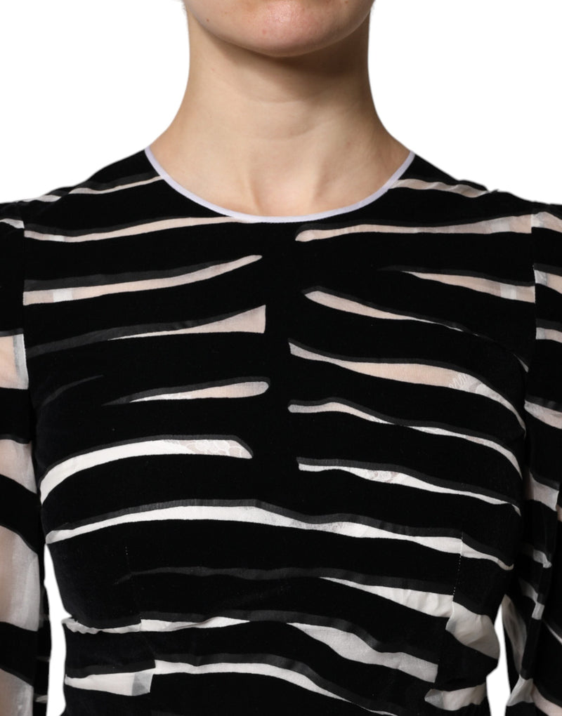 Black White Zebra A-line Sheath Mini Dress Dolce & Gabbana