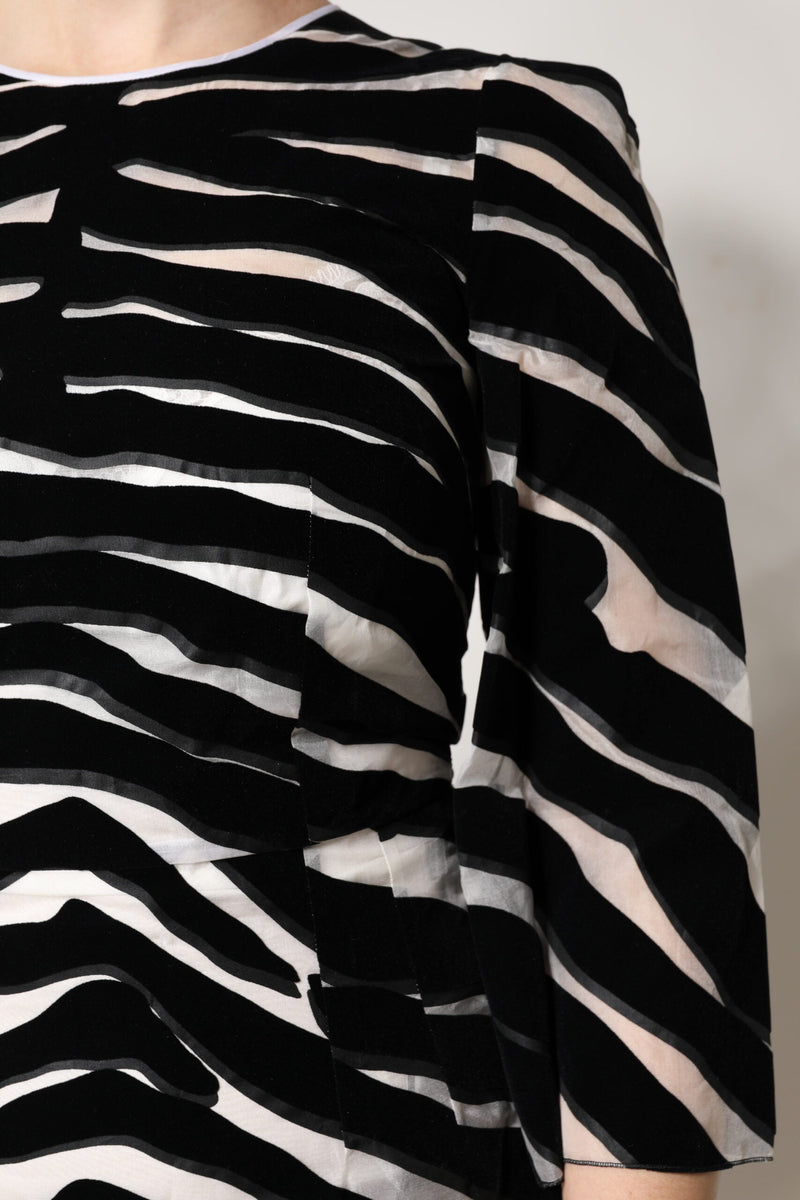 Black White Zebra A-line Sheath Mini Dress Dolce & Gabbana