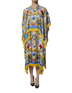 Multicolor Majolica Kaftan Short Sleeves Maxi Dress Dolce & Gabbana