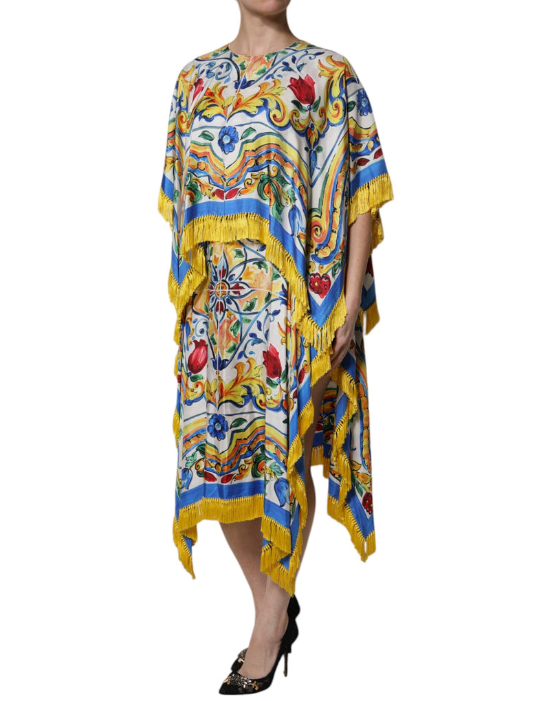 Multicolor Majolica Kaftan Short Sleeves Maxi Dress Dolce & Gabbana