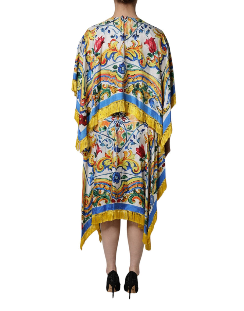 Multicolor Majolica Kaftan Short Sleeves Maxi Dress Dolce & Gabbana