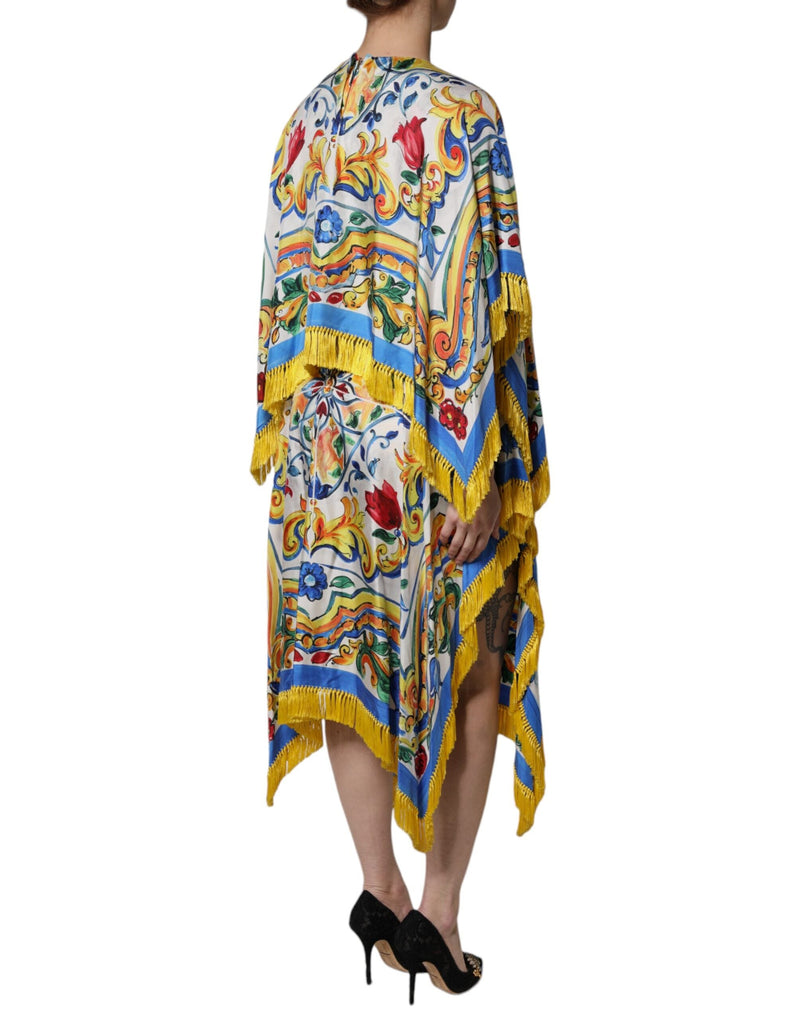 Multicolor Majolica Kaftan Short Sleeves Maxi Dress Dolce & Gabbana