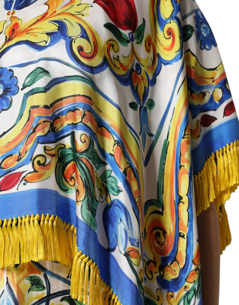 Multicolor Majolica Kaftan Short Sleeves Maxi Dress Dolce & Gabbana