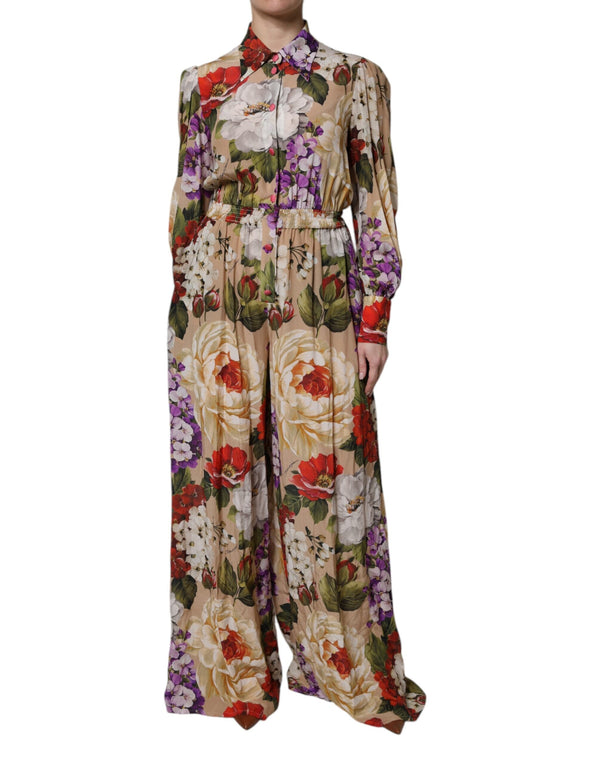 Multicolor Floral Wide Leg Jumpsuit Dress Dolce & Gabbana