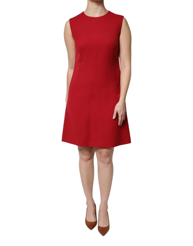 Red Wool Sleeveless Knee Length A-line Dress Dolce & Gabbana